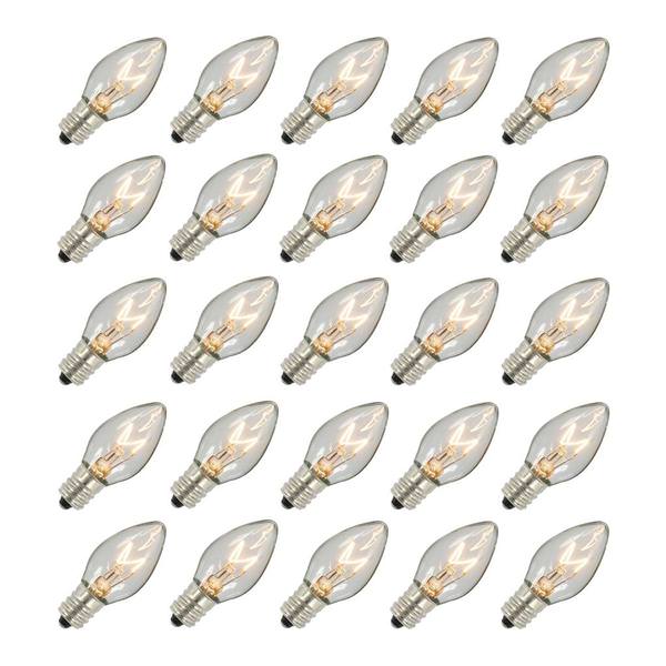 5 watt 130 volt C7 Candelabra Screw Base Clear (25 pack)