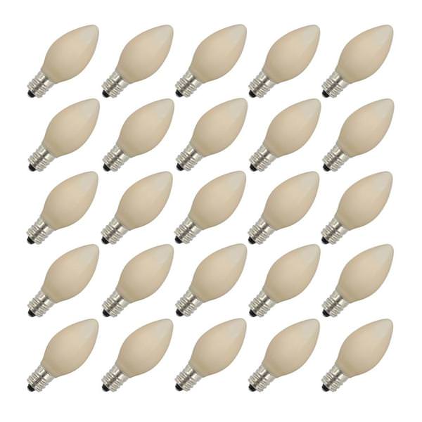 5 watt 130 volt C7 Candelabra Screw Base Ceramic White (25 pack)