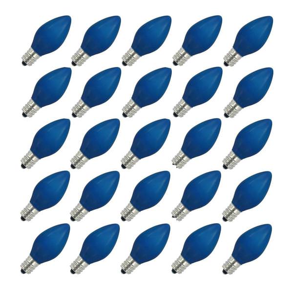 5 watt 130 volt C7 Candelabra Screw Base Ceramic Blue (25 pack)
