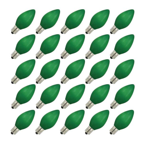 5 watt 130 volt C7 Candelabra Screw Base Ceramic Green (25 pack)