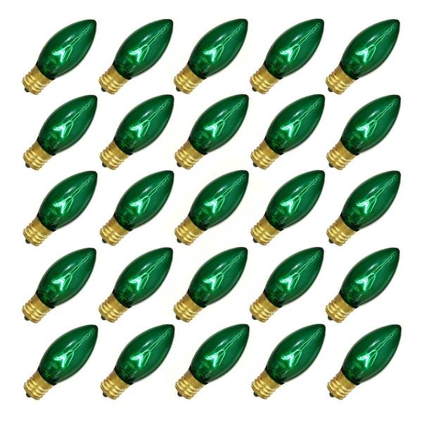 7 watt 130 volt C9 Intermediate Screw Base Transparent Green (25 pack)