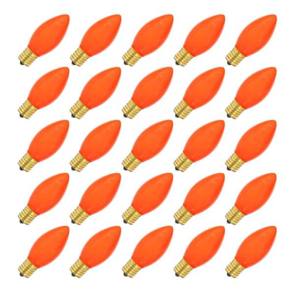 7 watt 130 volt C9 Intermediate Screw Base Ceramic Orange (25 pack)