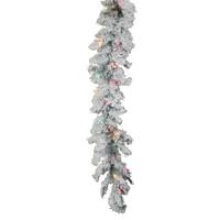 Vickerman 9' x 16" Artificial Flocked Alaskan Pine Garland 100 Multi-Color Lights