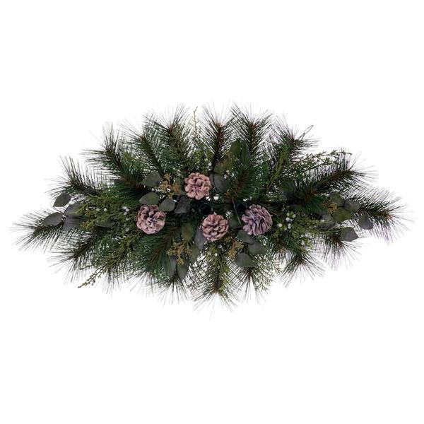 30" Mixed Foliage w/Pinecone Candle Holder