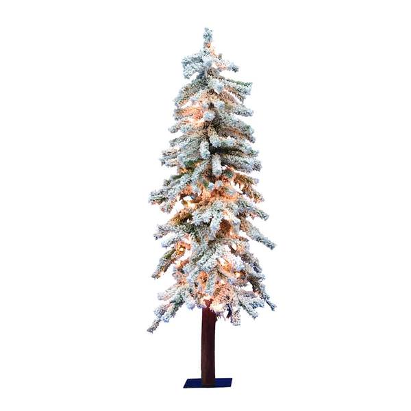 4' x 22" Artificial Flocked Alpine 100 Clear Lights