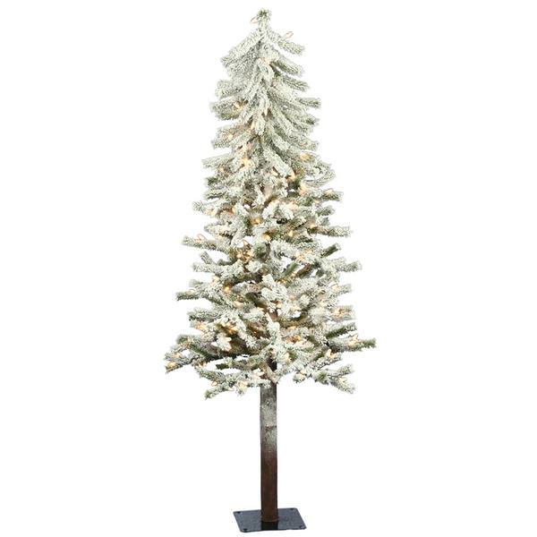 5' x 27" Artificial Flocked Alpine 150 Clear Lights