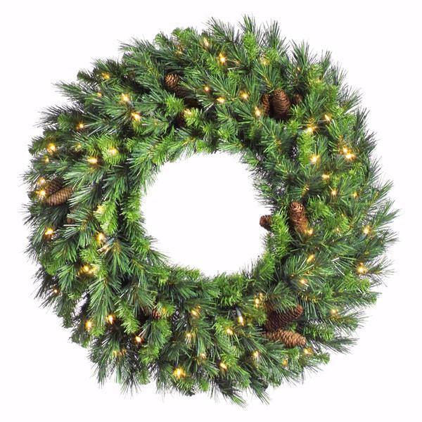 30" Artificial Cheyenne Pine Wreath 50 Clear Lights