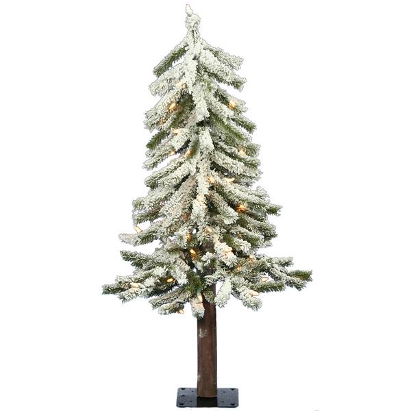 2' Artificial Flocked Alpine 50 Clear Lights