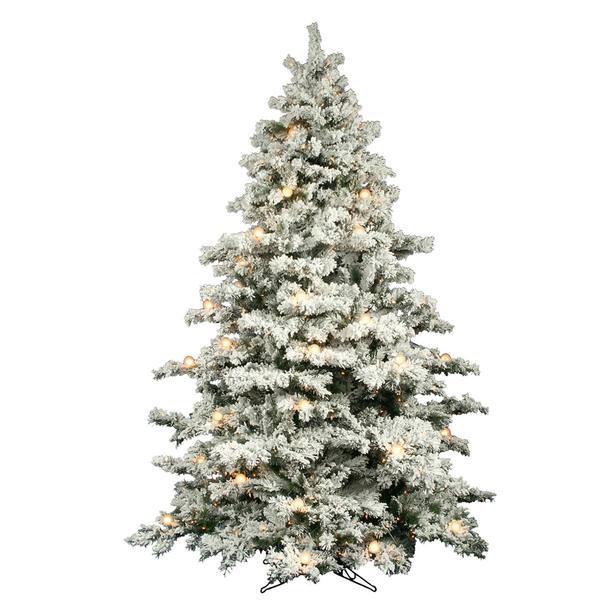 9' x 73" Artificial Flocked Alaskan 900 Clear Lights