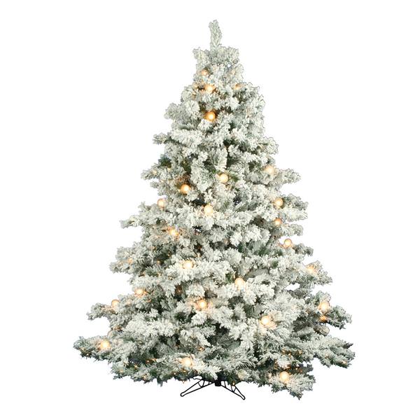 7.5' x 68" Artificial Flocked Alaskan 800 Clear Lights