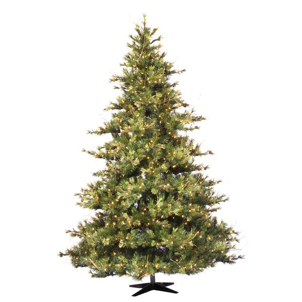 12' x 89" Artificial Mixed Country Pine 2,500 Clear DuraLit Miniature Lights with Pine Cones and Grapevines
