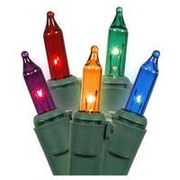View 50 Light 19' Green Wire Multi-Color Random Twinkle Miniature String with 5.5" Spacing