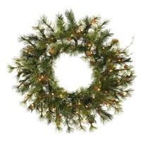 Vickerman 16" Artificial Mixed Country Pine Wreath 20 Clear Lights