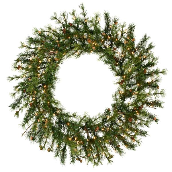 60" Artificial Mixed Country Pine Wreath 280 Clear Lights