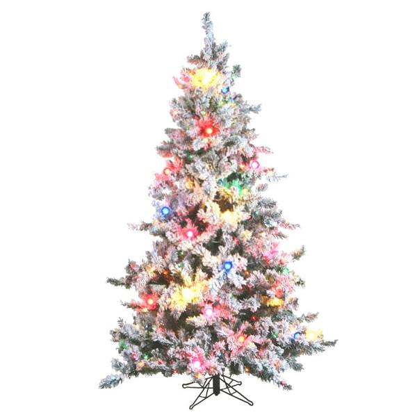 7.5' x 60" Artificial Flocked Mesabi Pine 450 Mini/45 G50 Multi-Color Lights