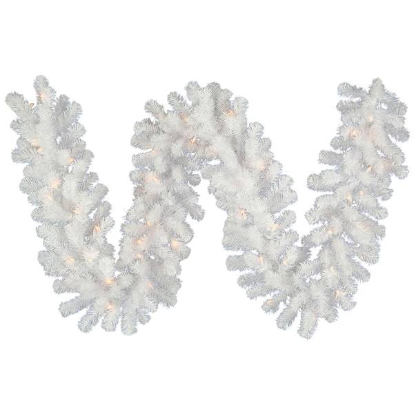 9' x 20" Artificial Crystal White Spruce Garland