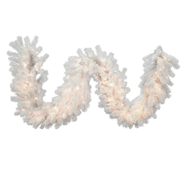 9' x 20" Artificial White Spruce Garland 200 Clear Lights