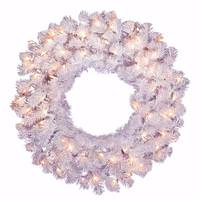 Vickerman 36" Artificial White Spruce Wreath 100 Clear Lights