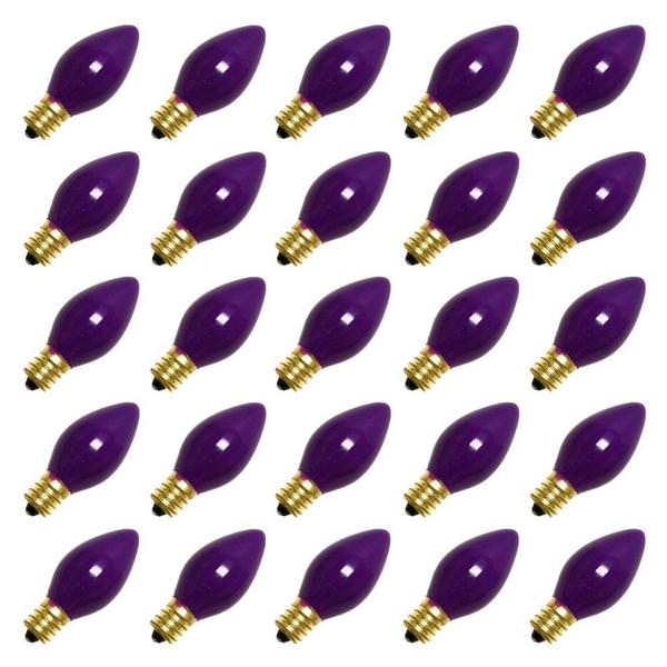5 watt 130 volt C7 Candelabra Screw Base Ceramic Purple (25 pack)