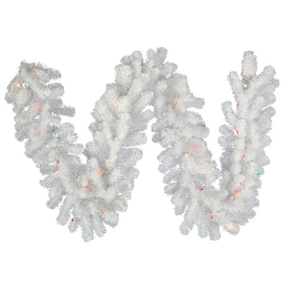 9' x 12" Artificial Crystal White Spruce Garland 50 Multi-Color DuraLit Miniature Lights
