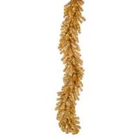 Vickerman 9' x 14" Artificial Gold Tinsel Garland 100 Gold Lights
