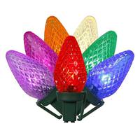 Vickerman 25 Light 16' Green Wire Multi-Color LED C7 Wedge Base String with 8" Spacing