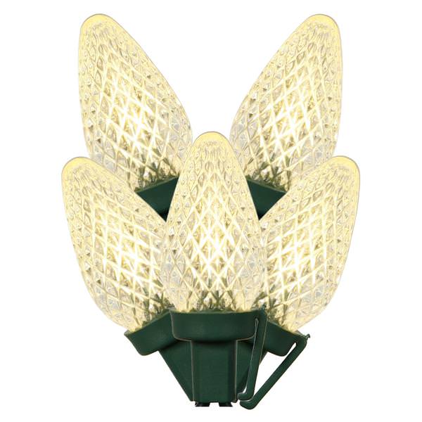 25 Light 16' Green Wire Warm White LED C7 String with 8" Spacing