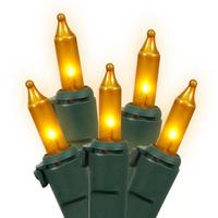 Vickerman 100 Light 9' Green Wire Yellow Icicle Light String with 5.5" Drop Spacing