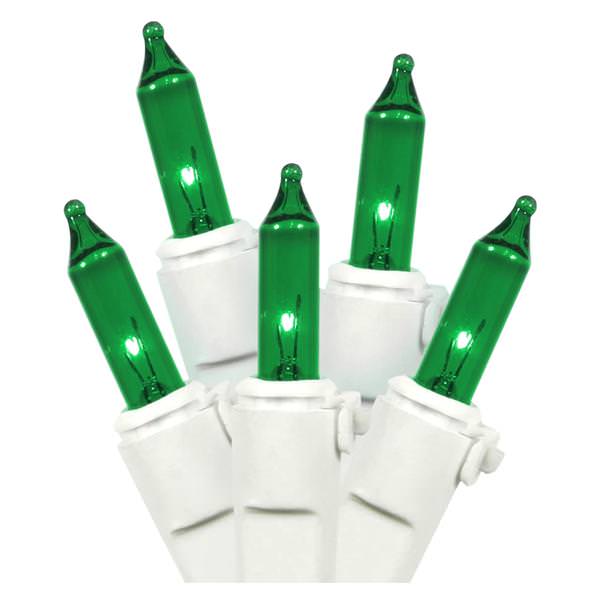 100 Light 9' White Wire Green Icicle Light String with 5.5" Drop Spacing