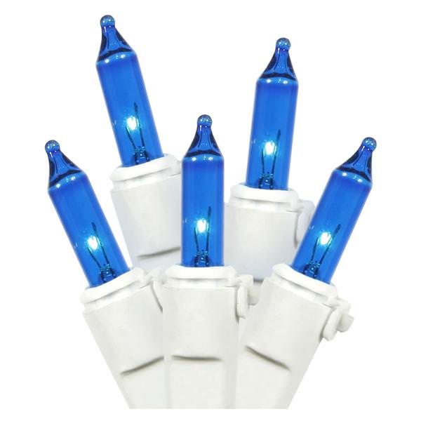 100 Light 9' White Wire Blue Icicle Light String with 5.5" Drop Spacing