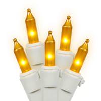 View 100 Light 9' White Wire Yellow Icicle Light String with 5.5" Drop Spacing