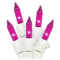 Vickerman 100 Light 9' White Wire Pink Icicle Light String with 5.5" Drop Spacing