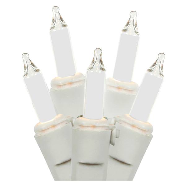 100 Light 9' White Wire Frosted Icicle Light String with 5.5" Drop Spacing