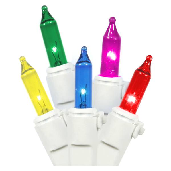 100 Light 8' White Wire Multi-Color Icicle Light String