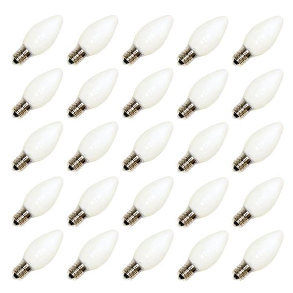 C7 Candelabra Screw Base Ceramic White 25 Pack