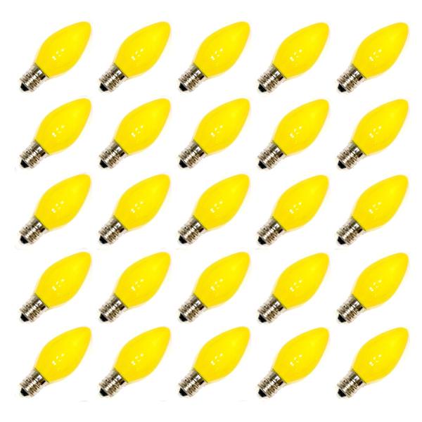 C7 Candelabra Screw Base Ceramic Yellow 25 Pack