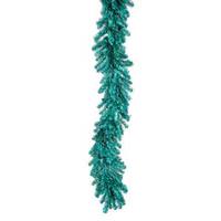 Vickerman 9' x 14" Artificial Aqua Tinsel Garland 100 Aqua Lights