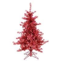 Vickerman 7.5' x 54" Cranberry Tinsel Slim 700 Cranberry Lights