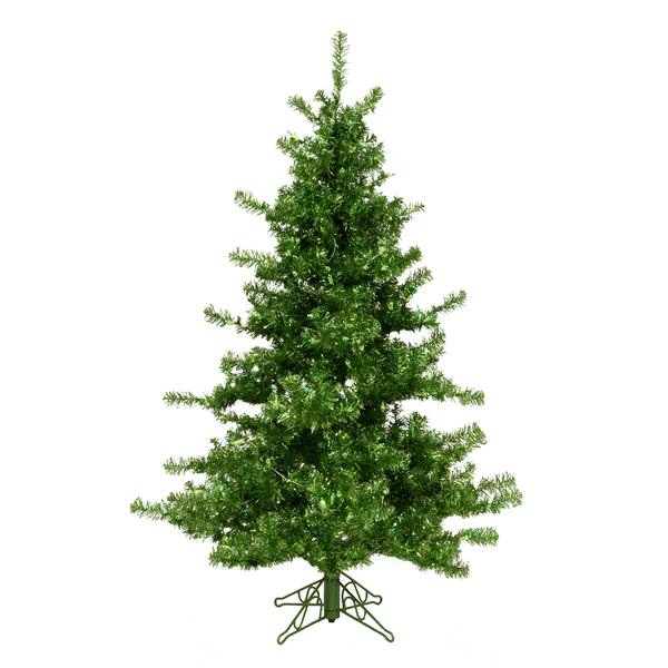 6.5' x 49" Tinsel Green Slim 500 Green Lights