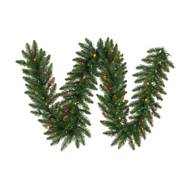 9' x 14" Artificial Camdon Fir Garland 100 Multi-Color Lights