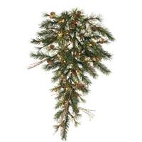 Vickerman 36" Artificial Mixed Country Pine Teardrop 50 Clear DuraLit Miniature Lights with Pine Cones and Grapevines