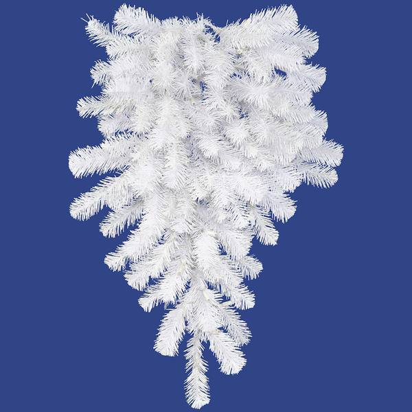 30" Artificial Crystal White Spruce Teardrop