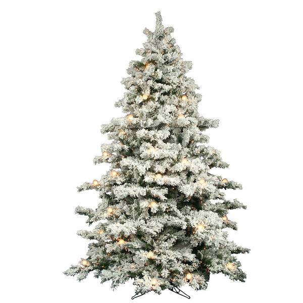 14' x 112" Artificial Flocked Alaskan Pine 2500 Clear DuraLit Miniature Lights 151 White G50 Lights