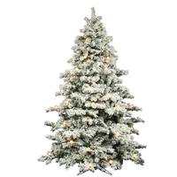 Vickerman 14' x 112" Artificial Flocked Alaskan Pine 2500 Clear DuraLit Miniature Lights 151 White G50 Lights