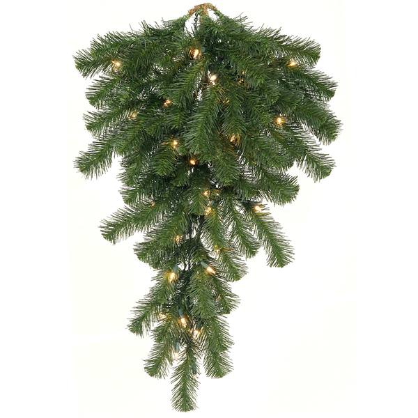 30" Artificial Douglas Fir Teardrop 50 Clear DuraLit Miniature Lights