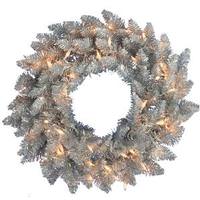 Vickerman 36" Artificial Silver Wreath 100 Clear Lights