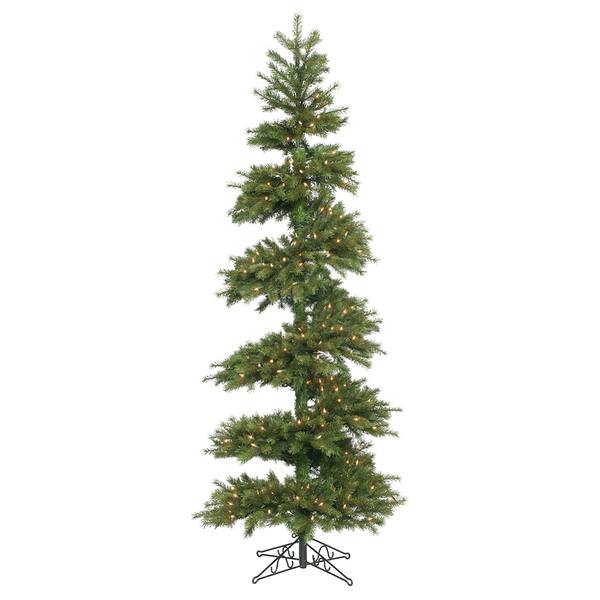 6' x 33" Artificial Redwood Spiral 250 Clear Lights