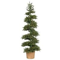 Vickerman 7' x 33" Artificial Redwood Spiral Potted 300 Clear Lights