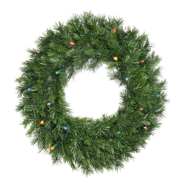 30" Artificial Wisconsin Wreath 30 Multi-Color G12 LED Lights