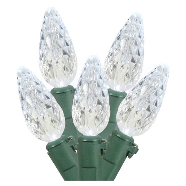 70 Light 23.7' Green Wire Polar White LED C6 String with 4" Spacing
